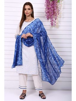 Aurelia - Cream Viscose Embroidered Kurta with Pant and Dupatta (Set of 3)