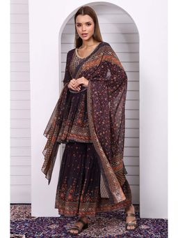 Aurelia - Purple Polyester Embroidered Kurta with Sharara and Dupatta (Set of 3)