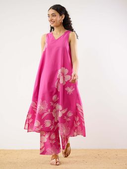 Rustorange - Pink Rosa A-line Cotton Kurta and Pant Co-ord (Set of 2)