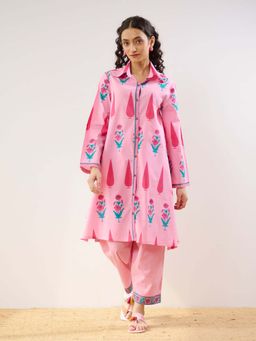 Rustorange - Pink Anokhi Cotton Kurta and Pant Co-ord (Set of 2)