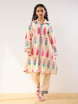 Rustorange - Off White Anokhi Cotton Kurta and Pant Co-ord (Set of 2)
