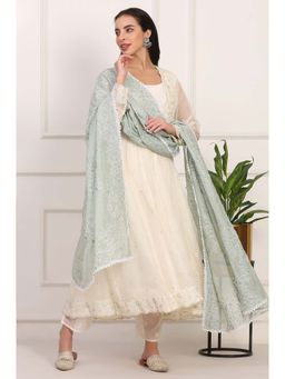 WISHFUL by W - Polyester Round Neck Anarkali Kurta with Pant and Dupatta (Set of 3)