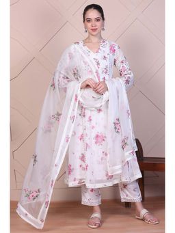 WISHFUL by W - Polyester V-Neck Kurta with Pant and Dupatta (Set of 3)