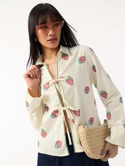 The Souled Store - Tie-Up Berry Love Women Shirt
