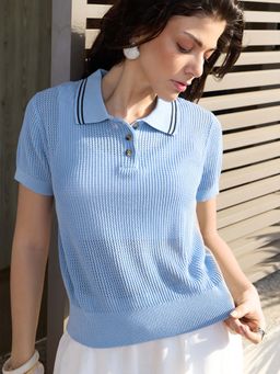 The Souled Store - Textured Skyline Women Polo T-Shirt