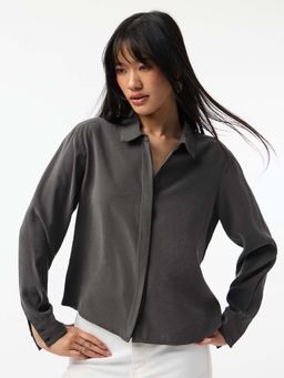 The Souled Store - Classic Solids Charcoal Women Shirt