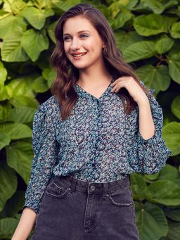 STREET 9 - Navy Blue N Frill Shirt