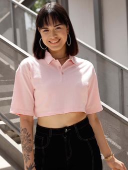 STREET 9 - Solid Pink Polo T-Shirt