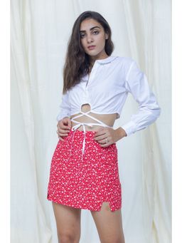 Urban Suburban - White Poplin Waist Tie-up Shirt