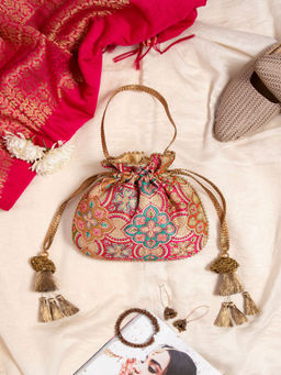AMYRA - Amna Embroidered Potli Bag - Multi-Color