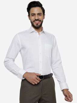 JadeBlue - Men White Pure Cotton Regular Fit Solid Formal Shirt