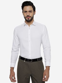 Greenfibre - Men White Pure Cotton Slim Fit Solid Casual Shirt