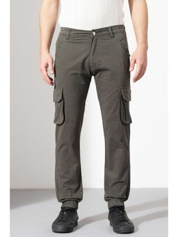 GRITSTONES - Men Grey Solid/Plain Cotton Cargo