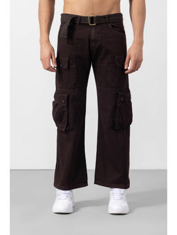 GRITSTONES - Men Brown Solid/Plain Cotton Cargo