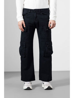 GRITSTONES - Men Black Solid/Plain Cotton Cargo