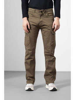 GRITSTONES - Men Brown Solid/Plain Cotton Cargo