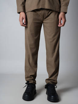 HOP HEAD - Men Brown Textured Corduroy Trouser