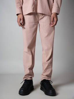 HOP HEAD - Men Pink Textured Corduroy Trouser