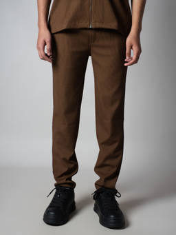 HOP HEAD - Men Brown Textured Corduroy Trouser