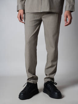 HOP HEAD - Men Green Textured Corduroy Trouser