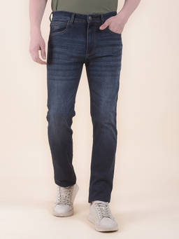 Cantabil - Men Blue Solid/Plain Polycotton Jeans