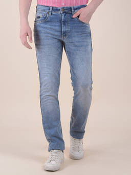 Cantabil - Men Blue Solid/Plain Polycotton Jeans
