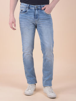 Cantabil - Men Blue Solid/Plain Polycotton Jeans