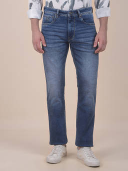 Cantabil - Men Indigo Solid/Plain Polycotton Jeans