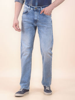 Cantabil - Men Blue Solid/Plain Polycotton Jeans