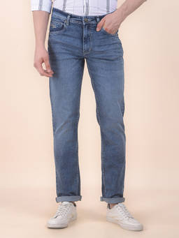Cantabil - Men Indigo Solid/Plain Polycotton Jeans
