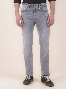 Cantabil - Men Grey Solid/Plain Polycotton Jeans