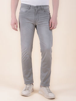 Cantabil - Men Grey Solid/Plain Polycotton Jeans