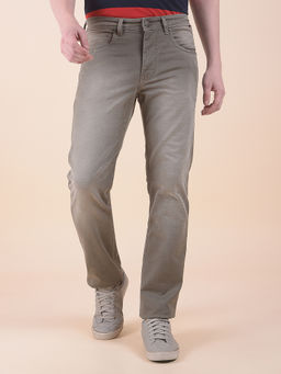 Cantabil - Men Brown Solid/Plain Polycotton Jeans
