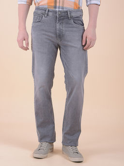 Cantabil - Men Grey Solid/Plain Polycotton Jeans