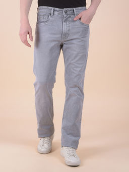 Cantabil - Men Grey Solid/Plain Polycotton Jeans