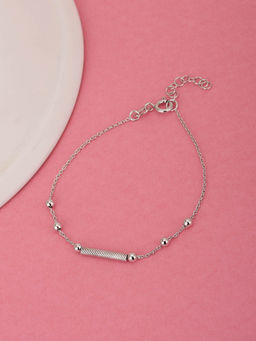 Carlton London - 925 Sterling Silver Rhodium Plated Adjustable Charm Bracelet