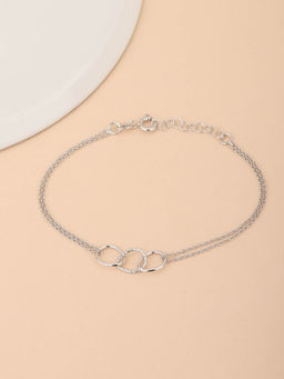 Carlton London - 925 Sterling Silver Rhodium Plated Double Chain Adjustable Link Bracelet