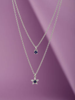 Carlton London - 925 Sterling Silver Rhodium Plated Double Chain Necklace