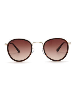 Scott Sunglasses - Gradient Brown Lens Round Sunglass Gold Frame - 2538 C2 Tyler 50