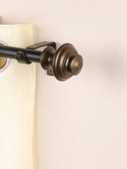 The Decor Mart - 84"-144" Typho Brass Metal Finial Extendable Curtain Rod Black 19Mm (Hardware Included)
