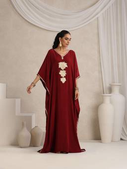 WAZIR C - Afsana Maroon Kaftaan