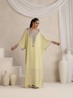 WAZIR C - Afsana Pista Green Kaftaan with Slip