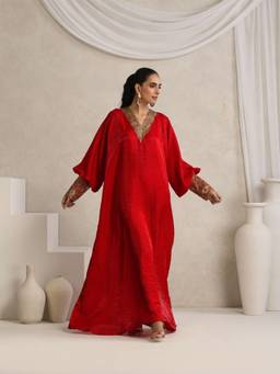 WAZIR C - Afsana Red Kaftaan