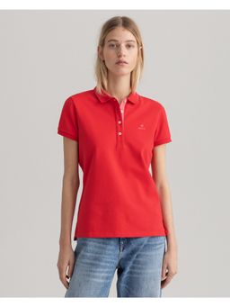 GANT - Womens Solid Red Polo T-Shirt