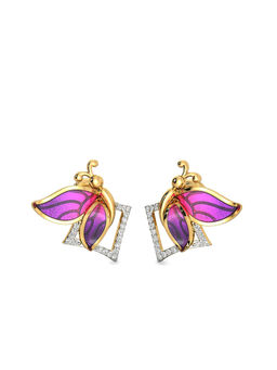 Candere by Kalyan Jewellers - 18K BIS Hallmark Yellow Gold & Diamond Butterfly Earrings