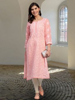ADA - Peach Embroidered Kurta (XS) (A411165)
