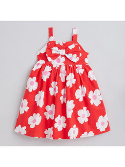 Hopscotch - Pure Cotton Floral Print Dress Red