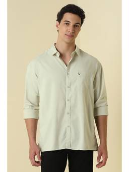 Allen Solly - Beige Solid/Plain Collar Neck Shirt