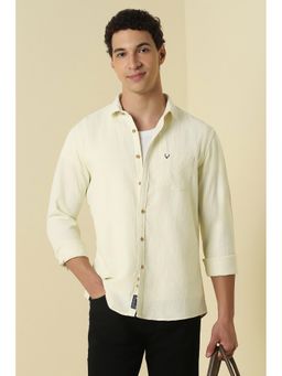 Allen Solly - Yellow Textured Collar Neck Shirt