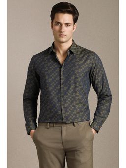 Louis Philippe - Navy Blue Printed Collar Neck Shirt